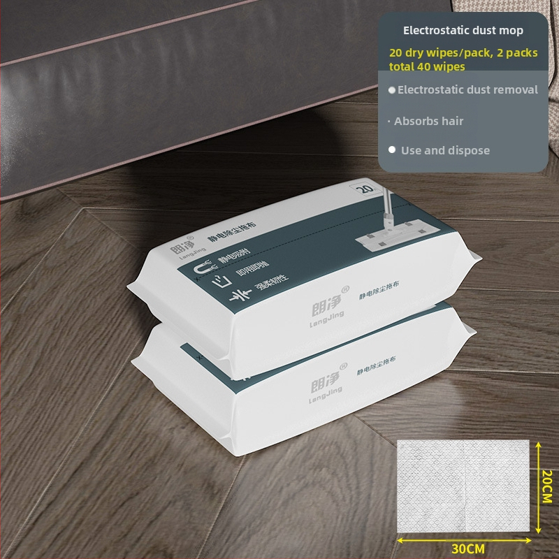 Švarus vienkartinis elektrostatinis šluostės dulkių šalinimo popierinis šluostės buitinės šluostės grindų tingus plokščias šluostės rankų plovimas