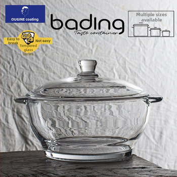 Bojiang ζεστό και κρύο γυάλινο δοχείο γενικής χρήσης με καπάκι, διπλό αυτί, αντι-εγκαύματα, κατσαρόλα με καπάκι, σαλάτα, σούπα, κατσαρόλα γαρίδας, Home Hotel