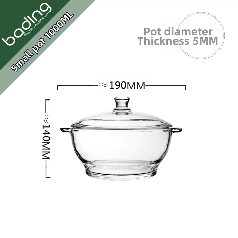 Bojiang ζεστό και κρύο γυάλινο δοχείο γενικής χρήσης με καπάκι, διπλό αυτί, αντι-εγκαύματα, κατσαρόλα με καπάκι, σαλάτα, σούπα, κατσαρόλα γαρίδας, Home Hotel