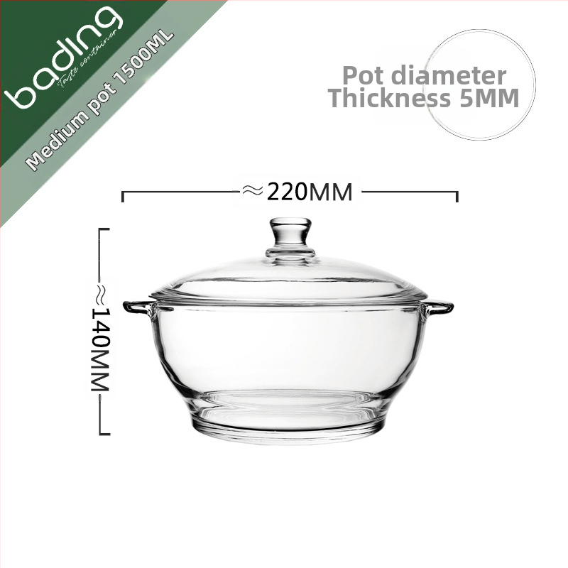 Bojiang ζεστό και κρύο γυάλινο δοχείο γενικής χρήσης με καπάκι, διπλό αυτί, αντι-εγκαύματα, κατσαρόλα με καπάκι, σαλάτα, σούπα, κατσαρόλα γαρίδας, Home Hotel