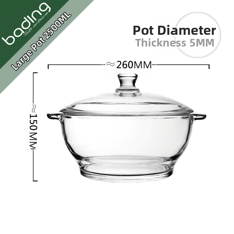 Bojiang ζεστό και κρύο γυάλινο δοχείο γενικής χρήσης με καπάκι, διπλό αυτί, αντι-εγκαύματα, κατσαρόλα με καπάκι, σαλάτα, σούπα, κατσαρόλα γαρίδας, Home Hotel