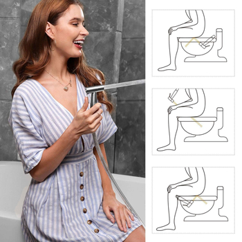 Pištolj za prskanje slavine za kupaonicu, odgovara mlaznici za bide - s preusmjerivačem slavine, crijevom od 1,5 m i kukom