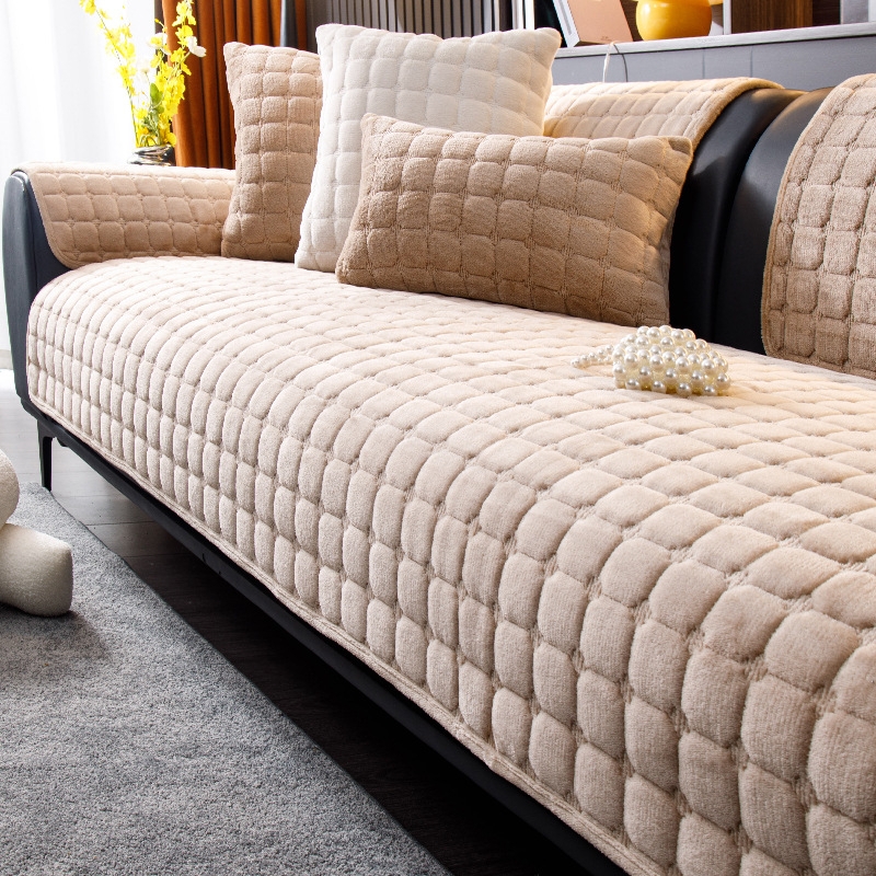 Flanellist ruuduline diivanipadi, talvine kerge luksuslik täiustatud meelega plush-padi, lihtne, universaalne nahast diivanikate, piiriülene