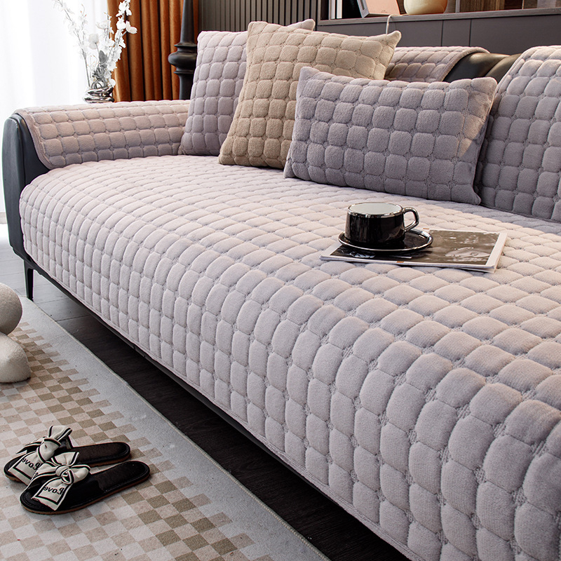 Flanellist ruuduline diivanipadi, talvine kerge luksuslik täiustatud meelega plush-padi, lihtne, universaalne nahast diivanikate, piiriülene