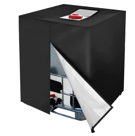 Pārrobežu karsts 210D ūdensnecaurlaidīgs, putekļus necaurlaidīgs siltumizolācijas rūpnīcas kausa pārsegs IBC tonnu kausa pārsegs 1000L āra ūdens tvertnes pārsegs