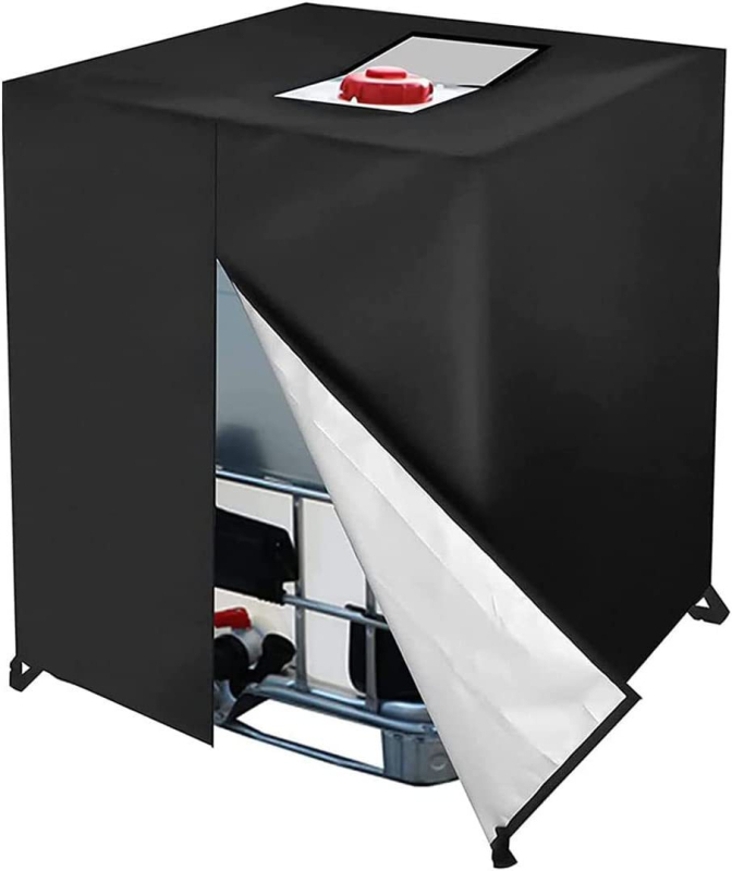 Pārrobežu karsts 210D ūdensnecaurlaidīgs, putekļus necaurlaidīgs siltumizolācijas rūpnīcas kausa pārsegs IBC tonnu kausa pārsegs 1000L āra ūdens tvertnes pārsegs