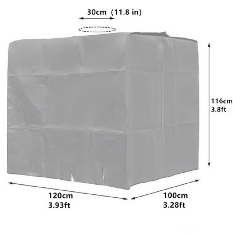 Pārrobežu karsts 210D ūdensnecaurlaidīgs, putekļus necaurlaidīgs siltumizolācijas rūpnīcas kausa pārsegs IBC tonnu kausa pārsegs 1000L āra ūdens tvertnes pārsegs