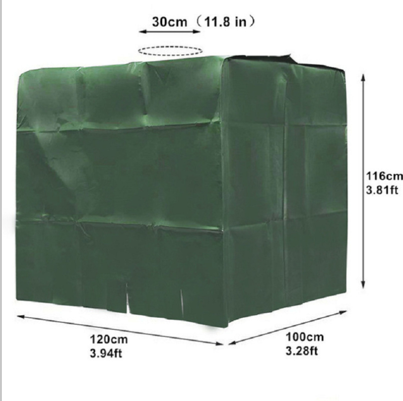 Pārrobežu karsts 210D ūdensnecaurlaidīgs, putekļus necaurlaidīgs siltumizolācijas rūpnīcas kausa pārsegs IBC tonnu kausa pārsegs 1000L āra ūdens tvertnes pārsegs