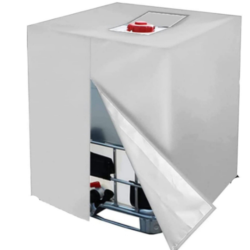 Pārrobežu karsts 210D ūdensnecaurlaidīgs, putekļus necaurlaidīgs siltumizolācijas rūpnīcas kausa pārsegs IBC tonnu kausa pārsegs 1000L āra ūdens tvertnes pārsegs