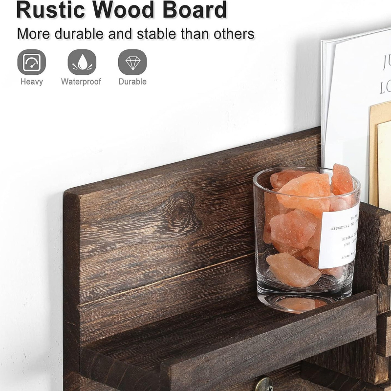 Стенен стелаж за ключове, палта и шапки, ретро стелаж за окачване, изгорял цвят, кука, декорация за хол