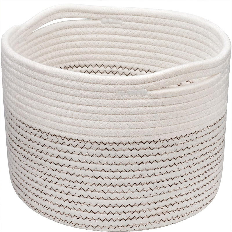 Coș de depozitare din frânghie de bumbac țesut manual, vânzare fierbinte Amazon, coș de depozitare țesut din frânghie de bumbac, coș de depozitare pentru jucării
