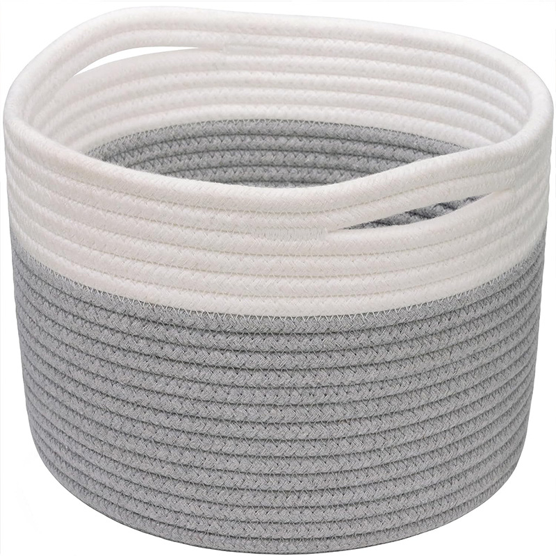 Coș de depozitare din frânghie de bumbac țesut manual, vânzare fierbinte Amazon, coș de depozitare țesut din frânghie de bumbac, coș de depozitare pentru jucării
