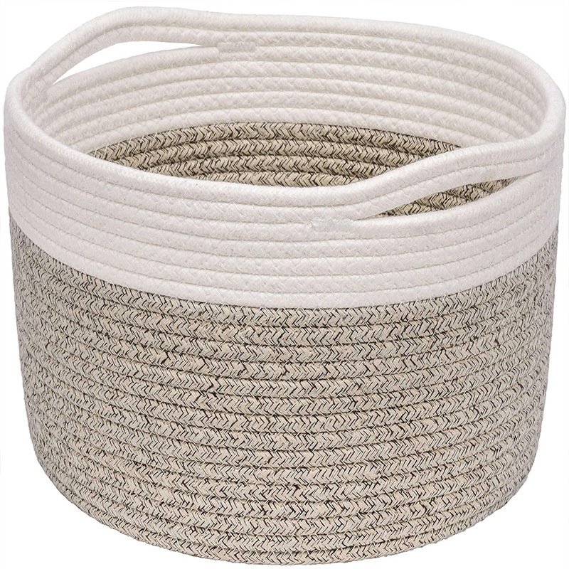 Coș de depozitare din frânghie de bumbac țesut manual, vânzare fierbinte Amazon, coș de depozitare țesut din frânghie de bumbac, coș de depozitare pentru jucării