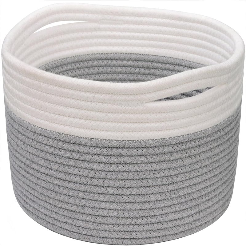 Coș de depozitare din frânghie de bumbac țesut manual, vânzare fierbinte Amazon, coș de depozitare țesut din frânghie de bumbac, coș de depozitare pentru jucării