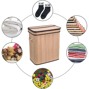 Uus ristkülikukujuline pandlaga hoiukopa Hiina stiilis tolmukindel pesukorv määrdunud riiete korv bambusest hoiukorvi tootja hulgimüük