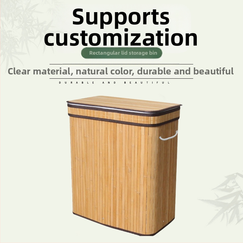 Uus ristkülikukujuline pandlaga hoiukopa Hiina stiilis tolmukindel pesukorv määrdunud riiete korv bambusest hoiukorvi tootja hulgimüük