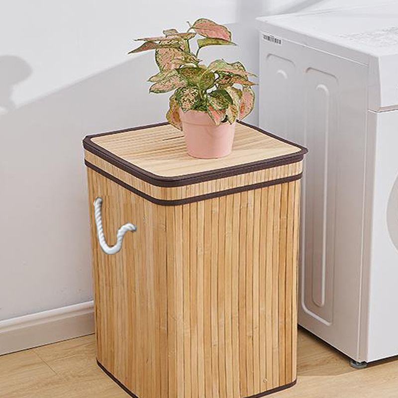 Uus ristkülikukujuline pandlaga hoiukopa Hiina stiilis tolmukindel pesukorv määrdunud riiete korv bambusest hoiukorvi tootja hulgimüük