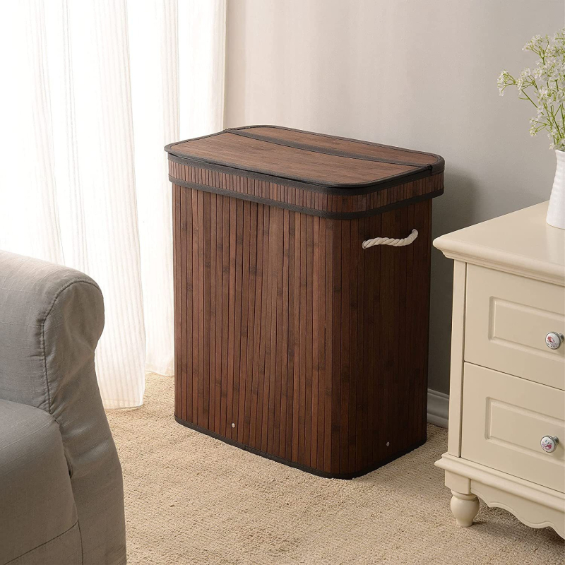 Uus ristkülikukujuline pandlaga hoiukopa Hiina stiilis tolmukindel pesukorv määrdunud riiete korv bambusest hoiukorvi tootja hulgimüük