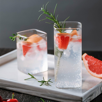 Borosilikatinis kvadratinis gėrimų puodelis Pieno puodelis Karščiui atsparus skaidrus gėlių formos arbatos puodelis Sulčių puodelis Kavos puodelis Stiklinė