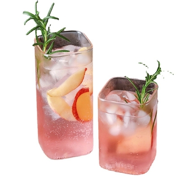 Τετράγωνο ποτήρι ποτού από βοριοπυριτικό γάλα, ανθεκτικό στη θερμότητα, διαφανές φλιτζάνι τσαγιού λουλουδιών, φλιτζάνι χυμού, φλιτζάνι καφέ, γυάλινο