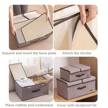 Dvigubo dangčio medvilninių ir lininių drabužių laikymo dėžė, buitinė spinta, audinių sulankstoma tonavimo dėžutė su dangčiu, atspari dulkėms, vidinė drabužių laikymo dėžė