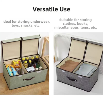 Dvigubo dangčio medvilninių ir lininių drabužių laikymo dėžė, buitinė spinta, audinių sulankstoma tonavimo dėžutė su dangčiu, atspari dulkėms, vidinė drabužių laikymo dėžė