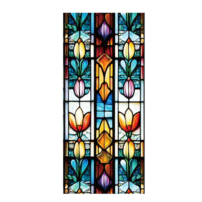 Piiriülene lilleline värviline elektrostaatiline klaasist kleebis PVC liimivaba vikerkaarerohelise taime aknakleebis elutoa magamistoa kaunistuseks