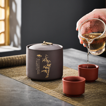 Μωβ πήλινο τσαγιέρα μικρή κεραμική σφραγισμένη τσαγιέρα 50g μαύρο τσάι Pu \'er τσάι αφύπνισης φορητή μικρή τσαγιέρα