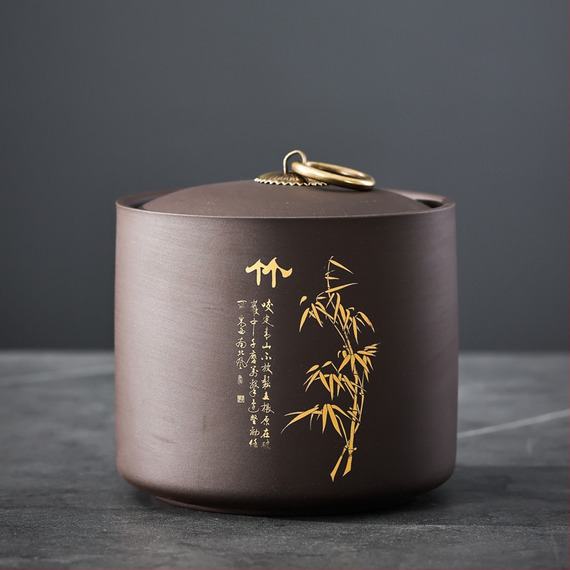 Purpurinio molio arbatinukas, mažas keraminis sandarus indelis, 50 g juodosios arbatos, pu'er arbatos pažadinimo indelis, nešiojamas mažas indelis