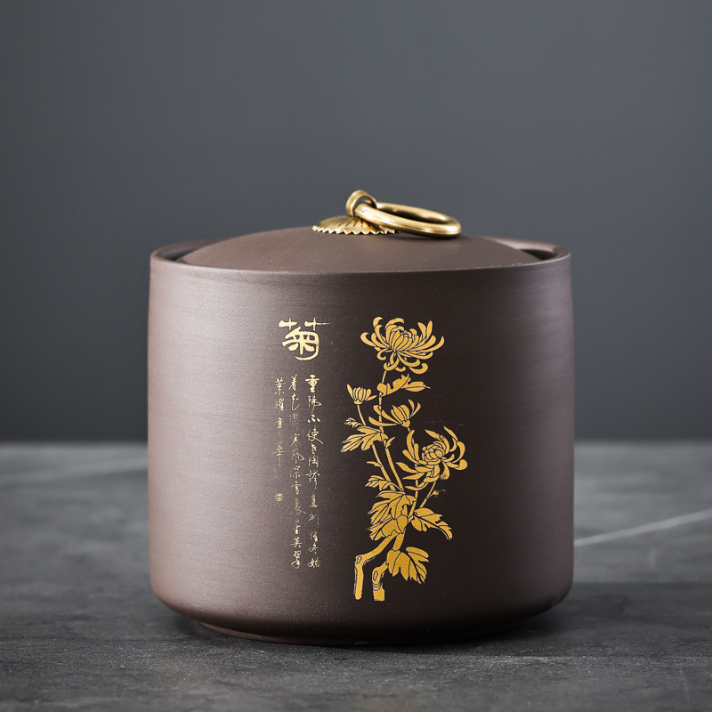 Purpurinio molio arbatinukas, mažas keraminis sandarus indelis, 50 g juodosios arbatos, pu'er arbatos pažadinimo indelis, nešiojamas mažas indelis