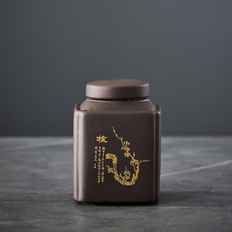 Purpurinio molio arbatinukas, mažas keraminis sandarus indelis, 50 g juodosios arbatos, pu'er arbatos pažadinimo indelis, nešiojamas mažas indelis