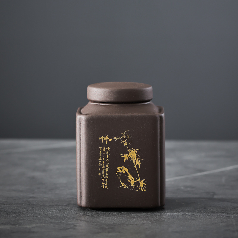 Purpurinio molio arbatinukas, mažas keraminis sandarus indelis, 50 g juodosios arbatos, pu'er arbatos pažadinimo indelis, nešiojamas mažas indelis