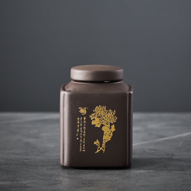 Purpurinio molio arbatinukas, mažas keraminis sandarus indelis, 50 g juodosios arbatos, pu'er arbatos pažadinimo indelis, nešiojamas mažas indelis