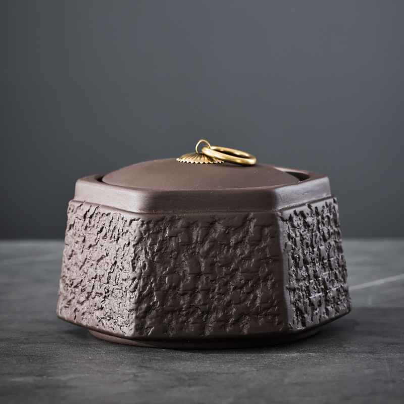 Purpurinio molio arbatinukas, mažas keraminis sandarus indelis, 50 g juodosios arbatos, pu'er arbatos pažadinimo indelis, nešiojamas mažas indelis