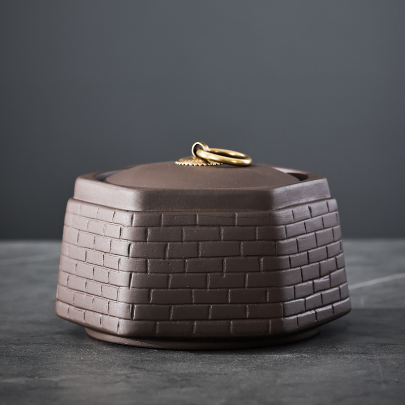 Purpurinio molio arbatinukas, mažas keraminis sandarus indelis, 50 g juodosios arbatos, pu'er arbatos pažadinimo indelis, nešiojamas mažas indelis