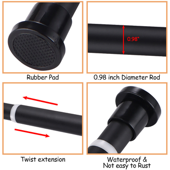 25 mm nerūdijančio plieno dušo užuolaida be perforacijos, daugiafunkcis teleskopinis strypas, vonios kambario užuolaidų strypas, dušo užuolaidos, durų užuolaidų atraminis strypas