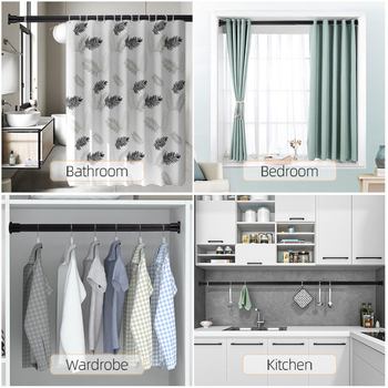 25 mm nerūdijančio plieno dušo užuolaida be perforacijos, daugiafunkcis teleskopinis strypas, vonios kambario užuolaidų strypas, dušo užuolaidos, durų užuolaidų atraminis strypas