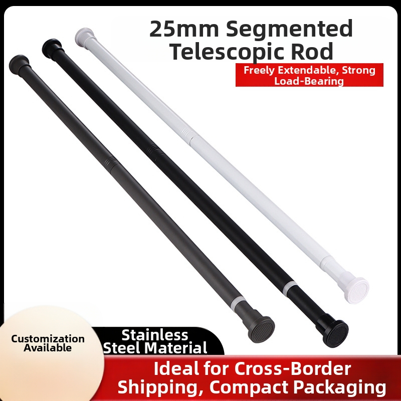 25 mm nerūdijančio plieno dušo užuolaida be perforacijos, daugiafunkcis teleskopinis strypas, vonios kambario užuolaidų strypas, dušo užuolaidos, durų užuolaidų atraminis strypas