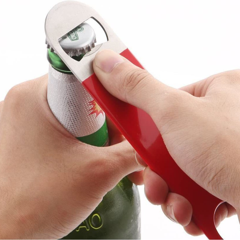 Deschizător de sticle plat portabil din oțel inoxidabil, gadget de bucătărie, înmuiat în deschizător de sticle de bere din PVC