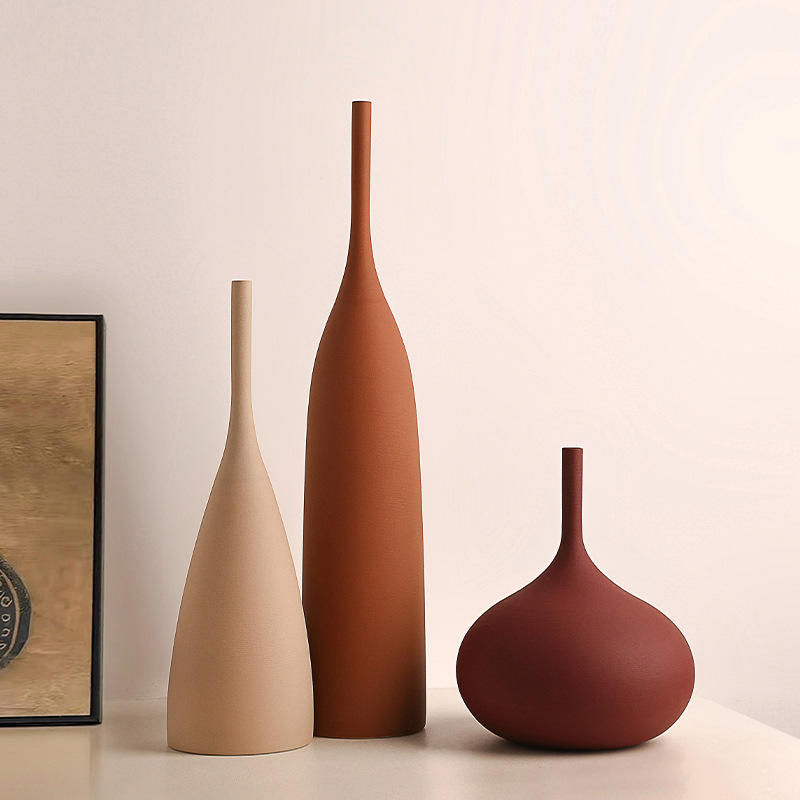 Behanmei Европейска и американска ретро четкана текстура керамична ваза Morandi цвят сушена мека мостра стая скандинавски орнаменти