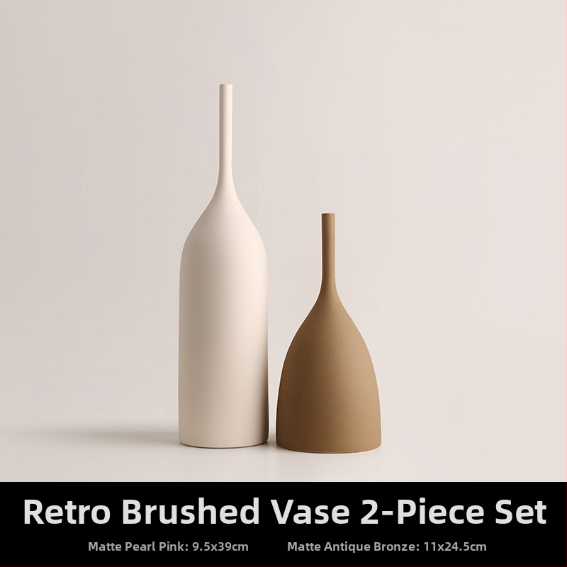 Behanmei Euroopa ja Ameerika retro harjatud tekstuuriga keraamiline Morandi värvi kuivatatud vaas pehme näidisruum Põhjala kaunistused