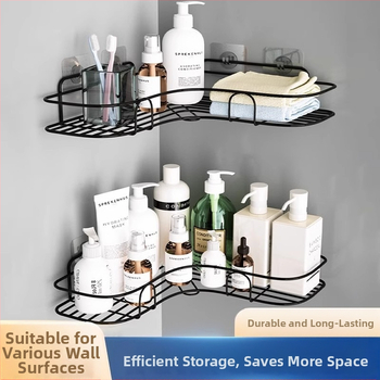 Кована триъгълна стойка за съхранение в баня без перфоратори, ъглова кошница за съхранение в ъглова стенна стойка за съхранение в общежитие