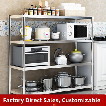 Πυκνωμένη Ράφι Αποθήκευσης Κουζίνας από Ανοξείδωτο Ατσάλι Πολυστρωματική Ράφι Αποθήκευσης Φούρνου Μικροκυμάτων για Οικιακή Χρήση, Ράφι Αποθήκευσης, Δοχείο Αποθήκευσης Hua Geng