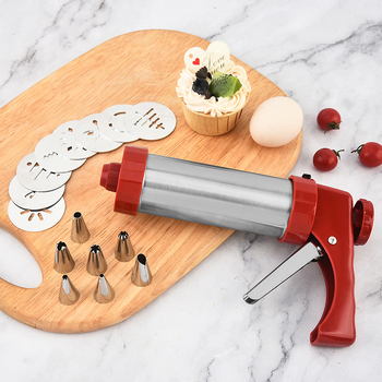 Slapukų sausainių pistoletas, išspausti sausainių aparatą, kremo dekoravimo pistoletas, dekoravimo antgalis, ištirpusių pupelių kepimo įrankis, namų apyvokos rinkinys, forma