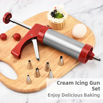 Slapukų sausainių pistoletas, išspausti sausainių aparatą, kremo dekoravimo pistoletas, dekoravimo antgalis, ištirpusių pupelių kepimo įrankis, namų apyvokos rinkinys, forma