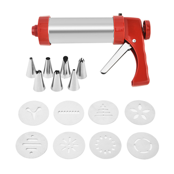 Slapukų sausainių pistoletas, išspausti sausainių aparatą, kremo dekoravimo pistoletas, dekoravimo antgalis, ištirpusių pupelių kepimo įrankis, namų apyvokos rinkinys, forma