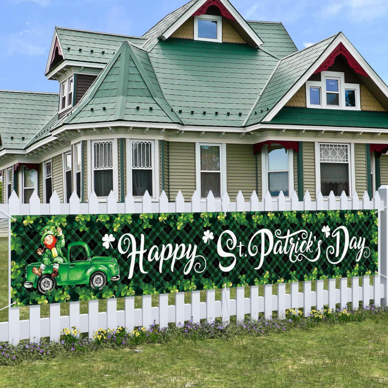 Šv. Patriko dienos sodo vėliavos reklamjuostė šventinių vakarėlių dekoravimo reikmenys vidaus ir lauko sodo logotipo reklamjuostė