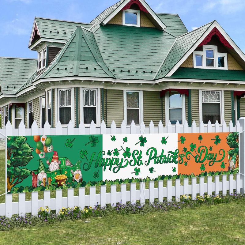 Šv. Patriko dienos sodo vėliavos reklamjuostė šventinių vakarėlių dekoravimo reikmenys vidaus ir lauko sodo logotipo reklamjuostė