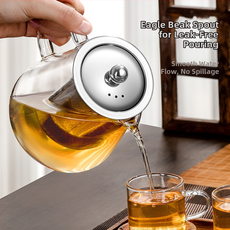 Vysokoteplotná sklenená kanvica na čaj s filtrom na čaj, čajová kanvica na separáciu vody, šálka na čaj, čajová súprava, vhodná do rúry na varenie čaju s elektrickým hrnčiarskym sporákom