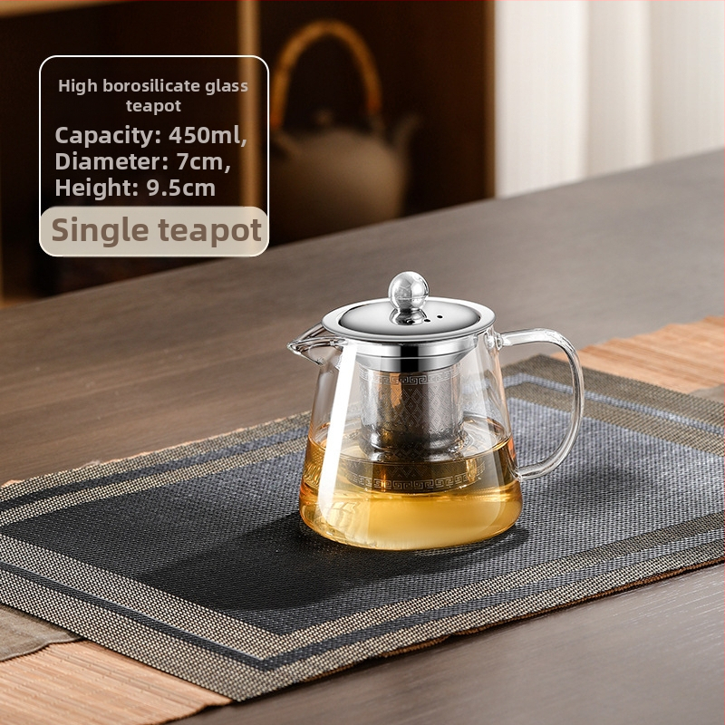 Aukštai temperatūrai atsparus stiklinis arbatinukas su filtru arbatinuku arbatos ir vandens atskyrimo puodeliu arbatos rinkiniu, tinkančiu orkaitei verdančiu arbatinuku su elektrine keramikos virykle